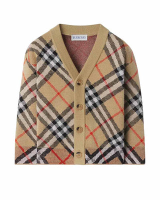 Burberry Cardigna beige in lana con fantasia Check 8104312
