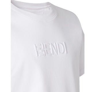 Fendi T-shirt Girocollo Bianca Con Logo FY1319-AY0G-F0QA0