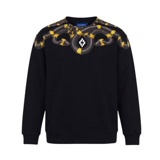 Marcelo Burlon Felpa Girocollo Nera Con Stampa F6CMJBSW021-110 Per Bambini