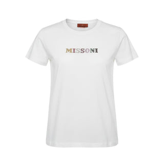 Missoni T-shirt bianca con logo in strass MV8A51-J0177