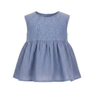 Il Gufo Camicia giromanica in lino con fiocco P22CA020L1012