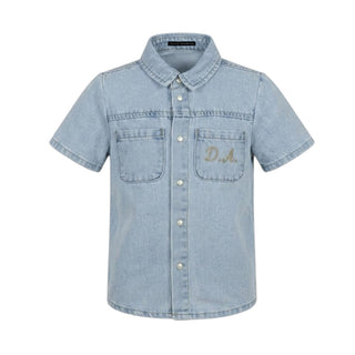 Daniele Alessandrini Camicia In Denim Con Logo Per Bambino 1296CD00362J
