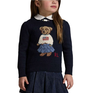 Polo Ralph Lauren Maglia Girocollo Blu Con Polo Bear 312702268001 Per Bambina