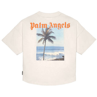 Palm Angels T-shirt Avorio In Jersey Con Logo PBAA002S26JER002/002