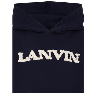 Lanvin Felpa Blu Con Cappuccio E Logo N30435/855 Per Bambini