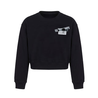 MM6 Maison Margiela Felpa Cropped Nera Con Stampa M61133-MM04H-M6900 Per Bambina
