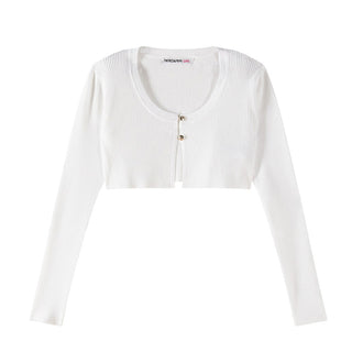 Patrizia Pepe Cardigan Cropped A Costine Bianco 7K0078/K251-W146