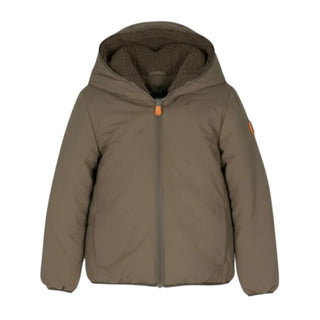 Save the Duck Giubbino verde con cappuccio e logo da bambino J30428X