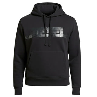 Diesel Felpa nera con cappuccio e logo stampato A16979-RIAJH-900
