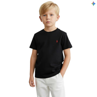 Polo Ralph Lauren T-shirt Nera In Jersey 322832904036 Per Bambini