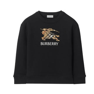 Burberry Felpa Nera Girocollo Con EKD Check 8117293