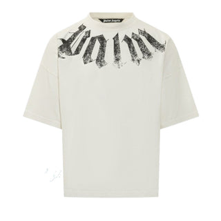 Palm Angels T-shirt Avorio In Jersey Con Stampa PMAA10DS26JER002
