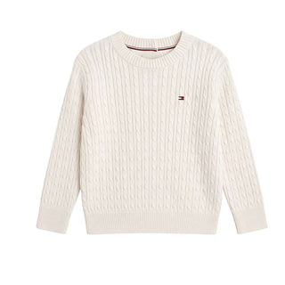 Tommy Hilfiger Maglia Avorio A Trecce In Cotone KG0KG08848-Z00 Per Neonata