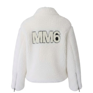 MM6 Maison Margiela Giacca Teddy avorio con logo M60173