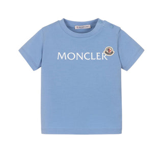 Moncler T-shirt Azzurra In Jersey Con Logo L19518C00004/70Q