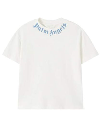 Palm Angels T-shirt bianca in jersey con logo PBAA003F25JER0020340