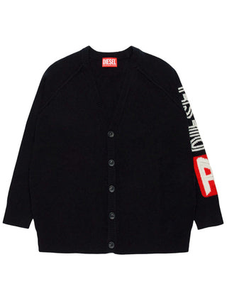 Diesel Cardigan nero in lana con logo J02073-0EKAS