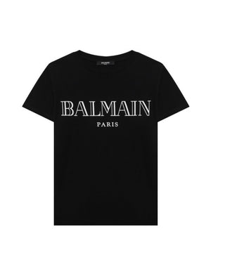 Balmain T-Shirt mit Rundhalsausschnitt und Logo vorne 6M8721