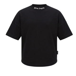 Palm Angels T-shirt Nera Con Curved Logo PMAA10BS26JER001