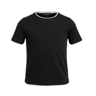 Emanuel Pris T-shirt Nera In Filo A Maniche Corte ETS3165RN