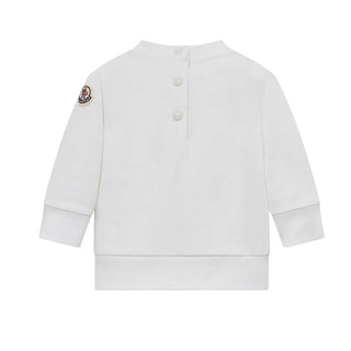 Moncler Felpa Girocollo Bianca In Cotone Con Logo L19518G00004/034