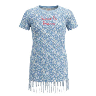 Mc2 Saint Barth Copricostume Abbey azzurro in jersey con frange ABY0001-04927H