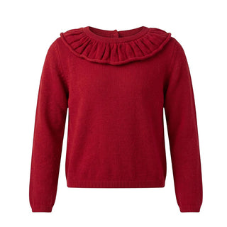 Il Gufo Maglia Rossa In Lana Con Ruches A21MA354EM220-01 Per Bambina