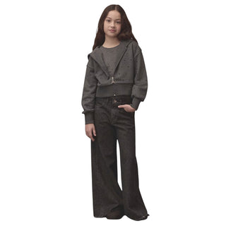 Patrizia Pepe Jeans Wide Leg In Denim Nero Con Strass 7P0029/D0034-S797 Per Bambina