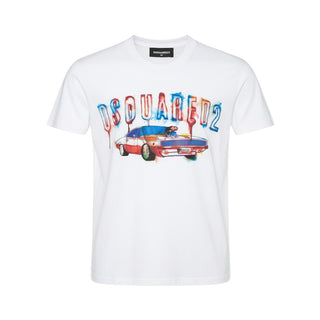 Dsquared2 T-shirt girocollo bianca con stampa DQ1610-D00MM