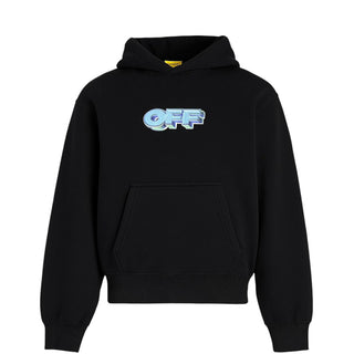 Off-White Felpa nera con cappuccio e logo OBBB001F25FLE0061069