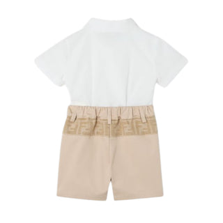 Fendi Completo Con Camicia E Pantaloncino Beige Per Neonato BML164-AS5Y