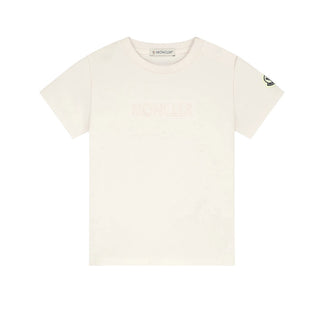 Moncler T-shirt avorio e maniche corte con logo L19518C00010/034