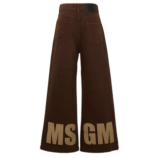 MSGM Pantaloni Marroni In Denim A Gamba Larga F6MSJGDP051/ Per Bambina