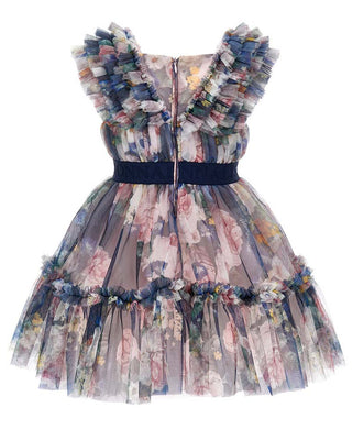 Monnalisa Abito Cerimonia a balze in tulle da bambina 19D900