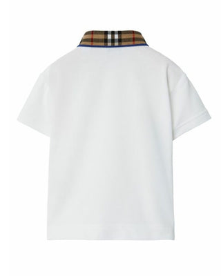 Burberry Polo Bianca In Piqué 8078569 Per Neonato