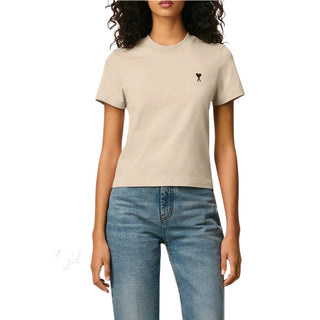 Amis Paris T-shirt Beige In Jersey Per Donna FTS347.724.229