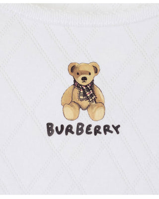 Burberry T-shirt bianca in cotone con orsetto Thomas 8108566