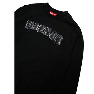 Diesel Felpa Girocollo Nera Con Logo J02985-0JEAD-K900 Per Bambini