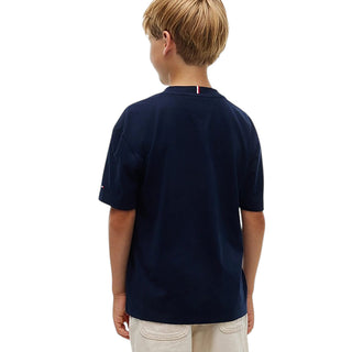 Tommy Hilfiger T-shirt Blu Con Logo KB0KB10641-C1GJ Per Bambino