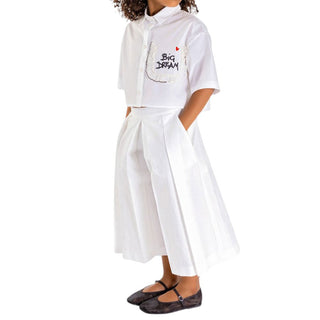 Simonetta Pantaloni culotte bianchi con ricamo SW6A22-P0517