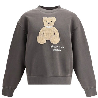 Palm Angels Felpa girocollo grigia con patch Bear On My Mind PMBA08HF25FLE0040760