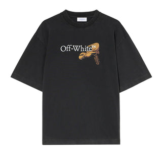 Off-White T-shirt grigia oversize con stampa grafica OMAA120F25JER00V1301