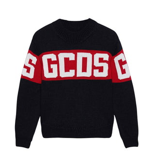 Gcds Maglia girocollo in misto lana con logo B2JM1526BA7