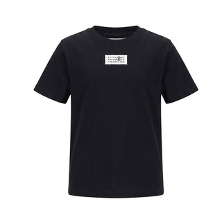 MM6 Maison Margiela T-shirt Girocollo Nera Con Patch Logo M61163-MM04I-M6900 Per Bambini
