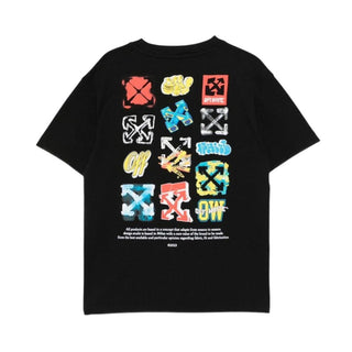 Off-White T-shirt Nera Con Stampa Per Bambini 44BAA002S26J007001