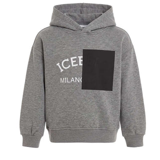 Iceberg Felpa Grigia Con Cappuccio E Stampa MFICE7308J-V7 Per Bambini