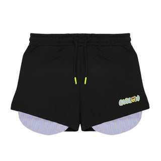 Barrow Shorts Neri In Felpa Con Logo E Smile S6BKJGSH130-110