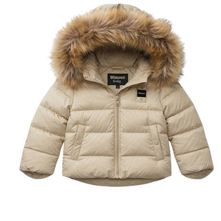 Blauer Giubbino Trapuntato Beige Con Pelliccia 26WBBXC02302-301 Amory Per Neonati