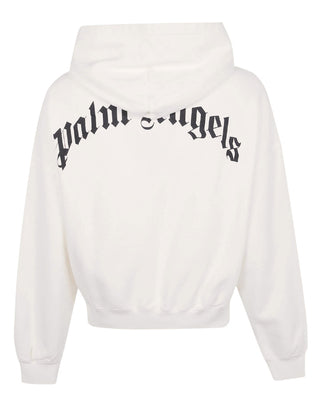 Palm Angels Felpa avorio cropped con cappuccio e logo PMBB17EF25FLE0040310