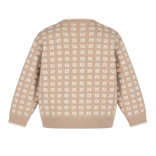 Fendi Cardigan Beige Con Logo Jacquard BUG213-AYMY
